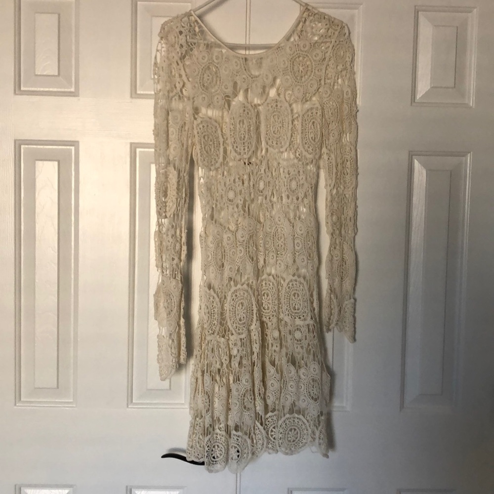 Free People crocheted long tunic-size small